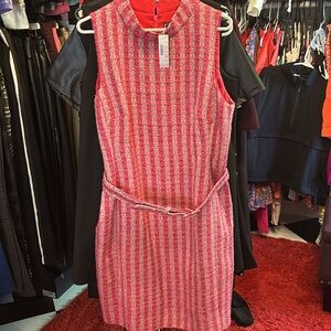 J crew women mock tweed dress 14 NWT pink tones